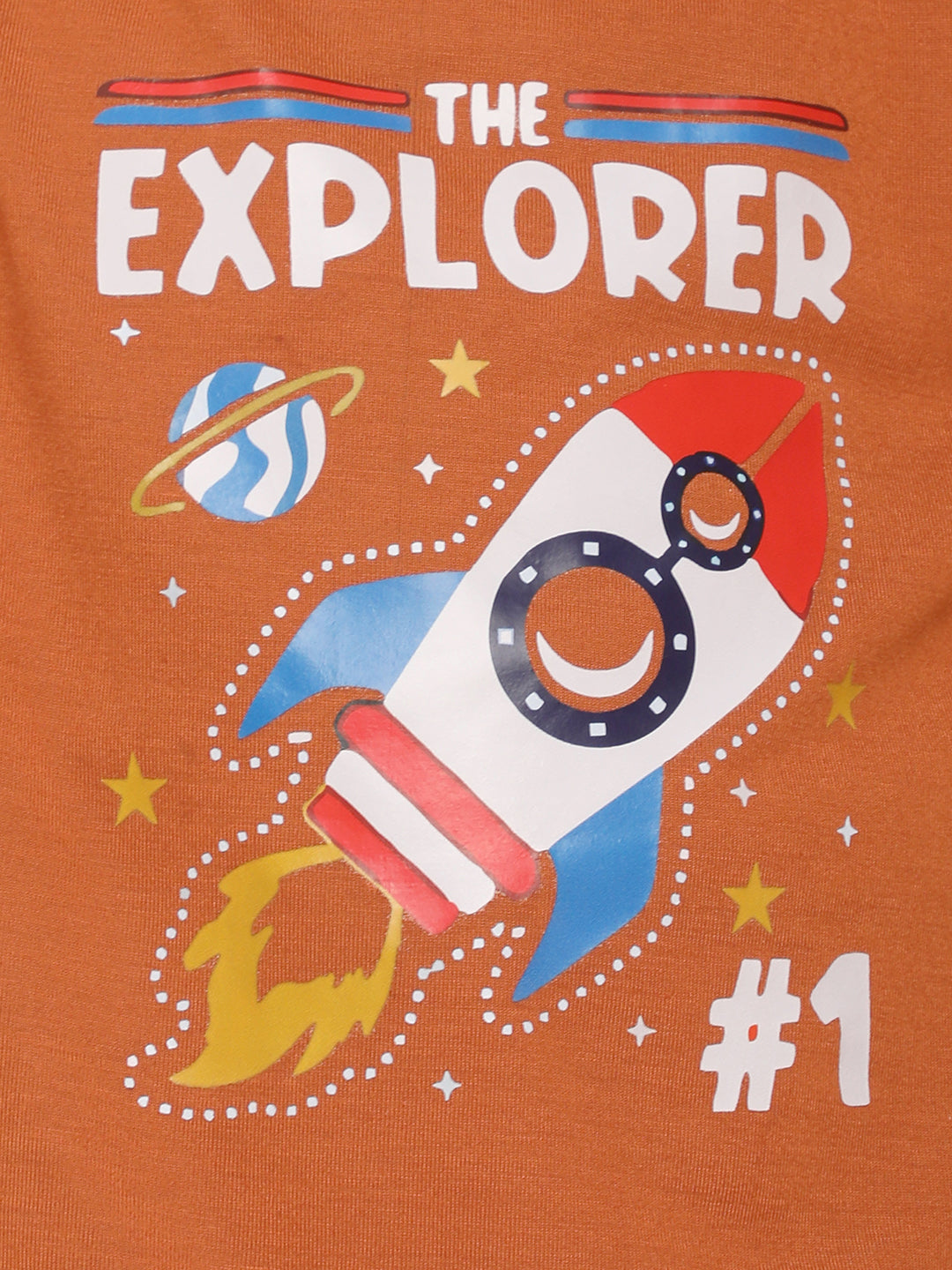 Cutiekins Boys Graphic Print T-shirt with Shorts -Rust & Off white