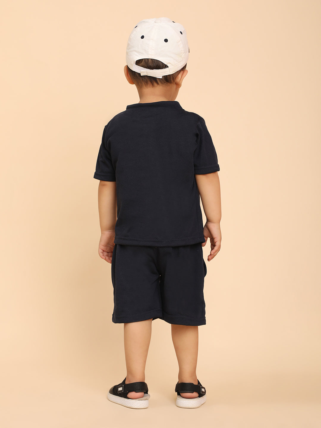 Cutiekins Boys Graphic Print T-shirt with Shorts -Navy Blue & Rust