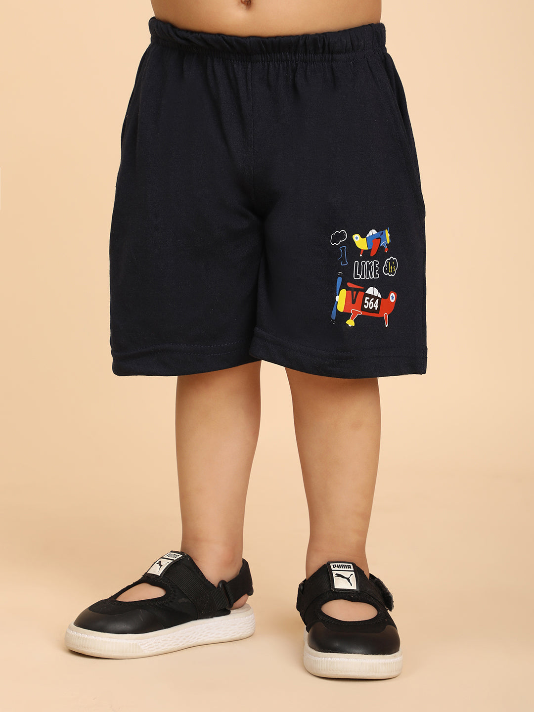 Cutiekins Boys Graphic Print T-shirt with Shorts -Navy Blue & Rust