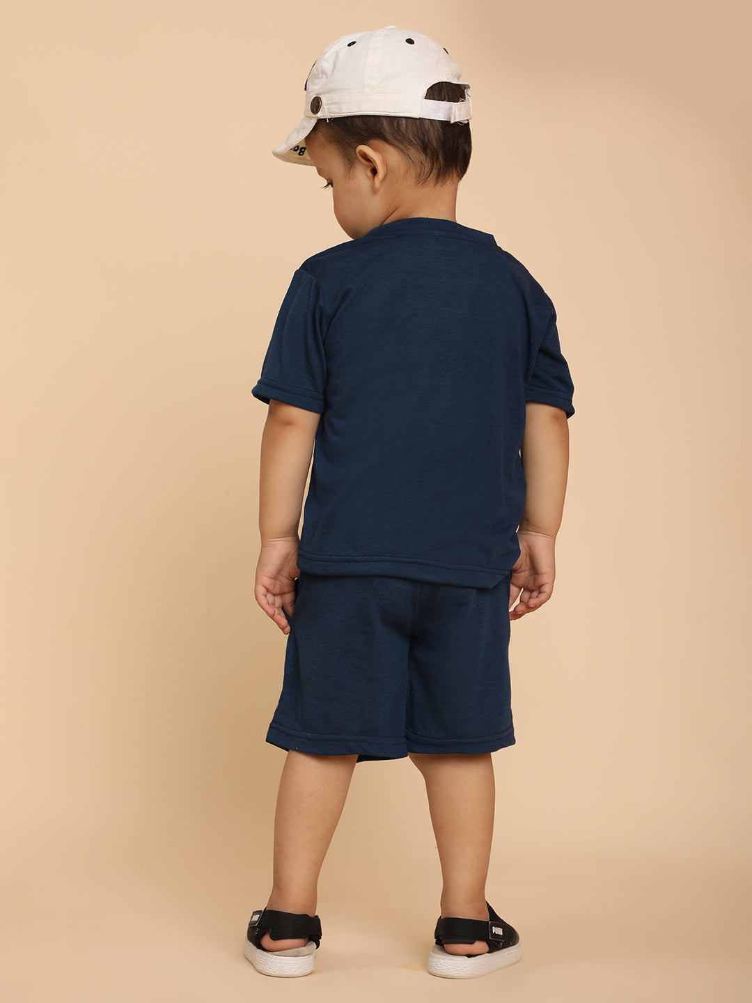 Cutiekins Boys Graphic Print T-shirt with Shorts -Navy Blue & Red