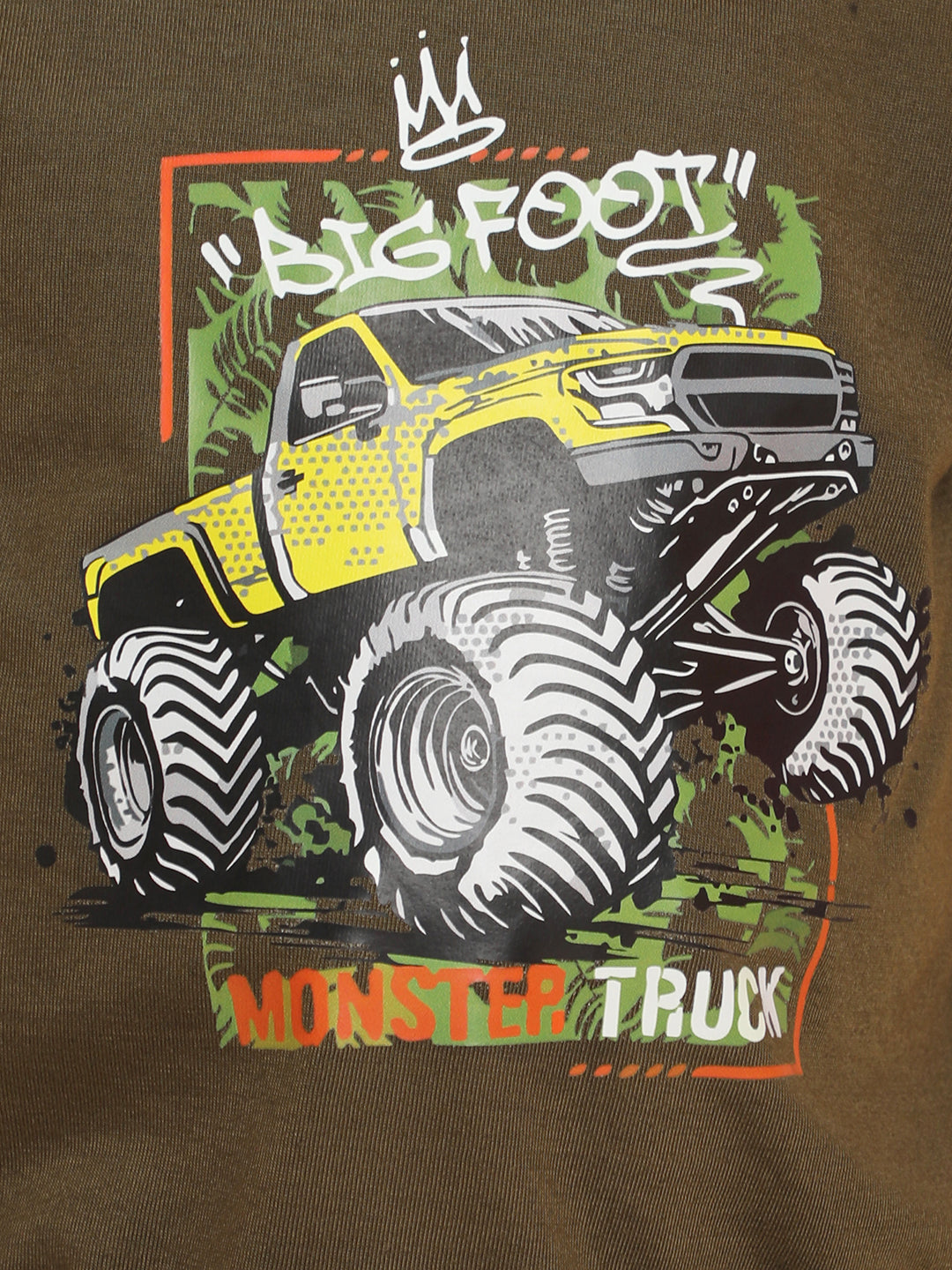 Cutiekins Boys Graphic Print T-shirt with Shorts -Dark Olive & Yellow