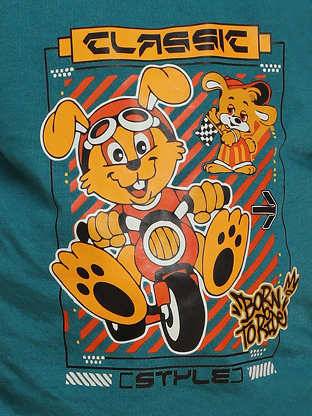 Cutiekins Boys Graphic Print T-shirt with Shorts -Teal Blue & Mustard