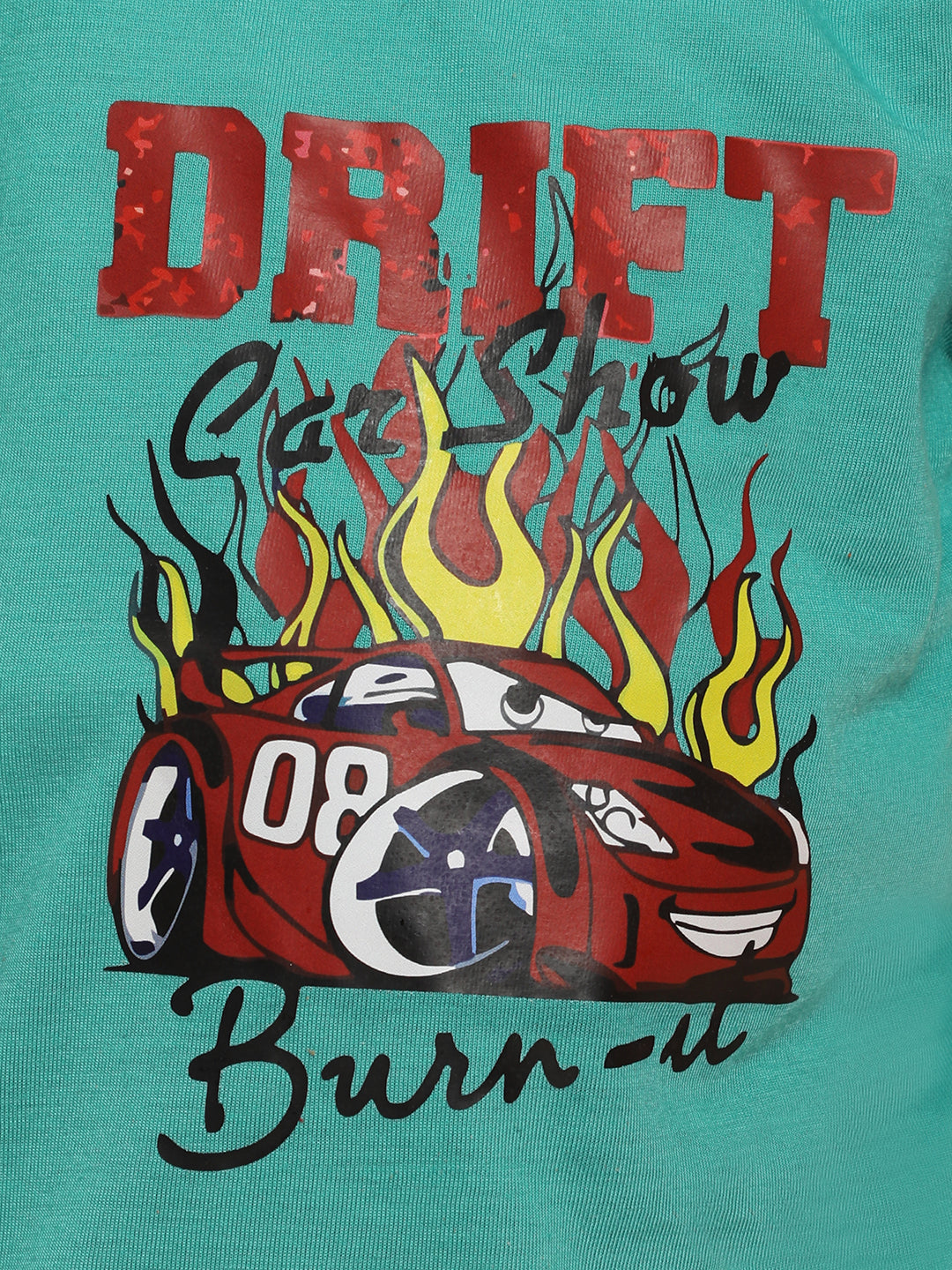 Cutiekins Boys Graphic Print T-shirt with Shorts -Rama Green & Maroon