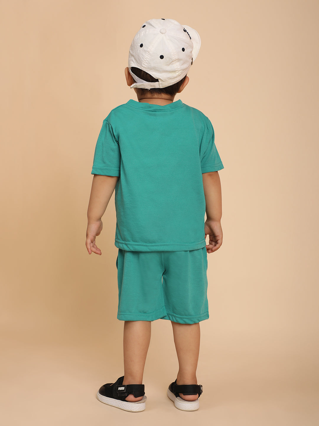 Cutiekins Boys Graphic Print T-shirt with Shorts -Rama Green & Maroon