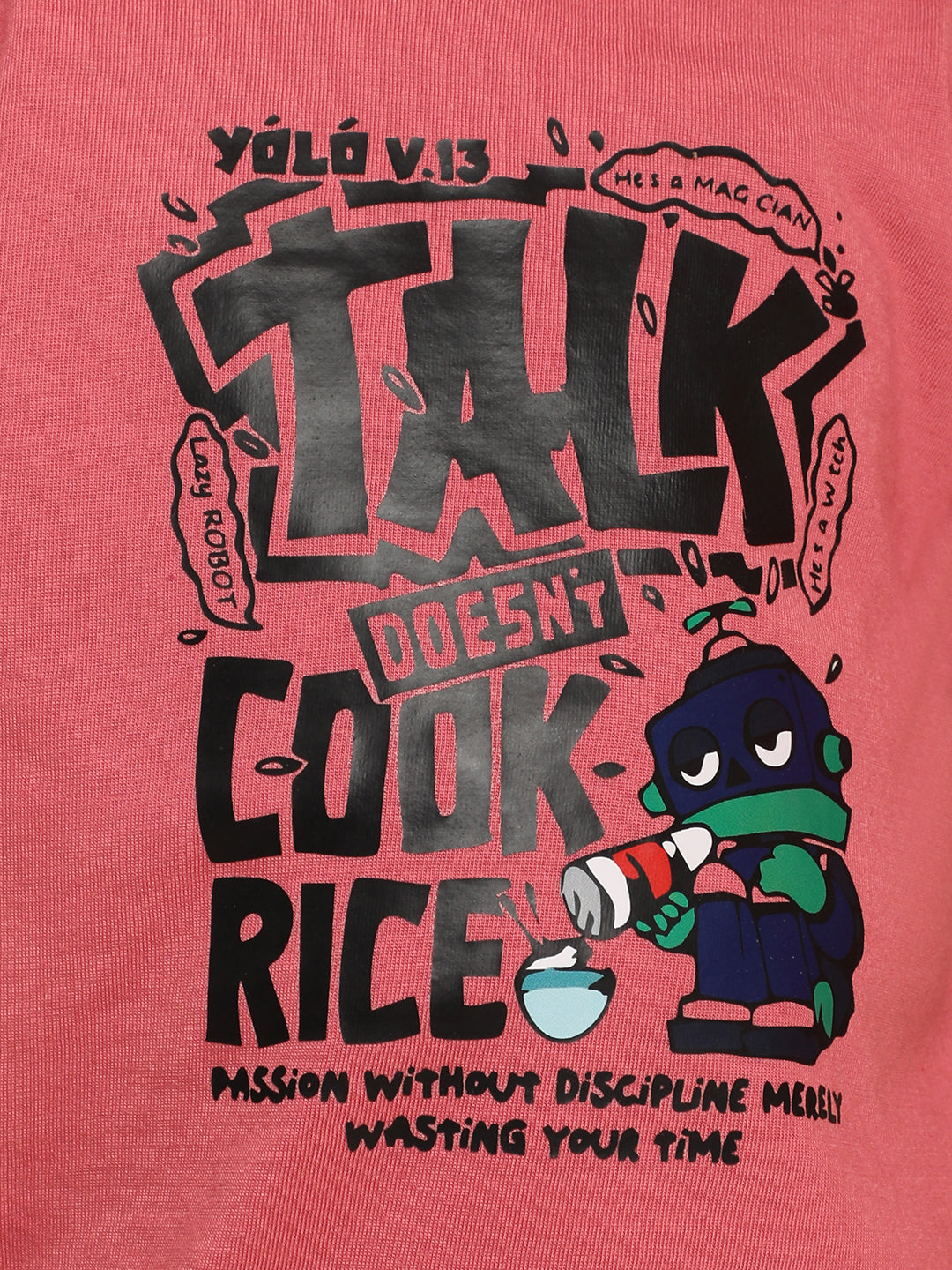 Cutiekins Boys Graphic Print T-shirt with Shorts -Coral Pink & Black