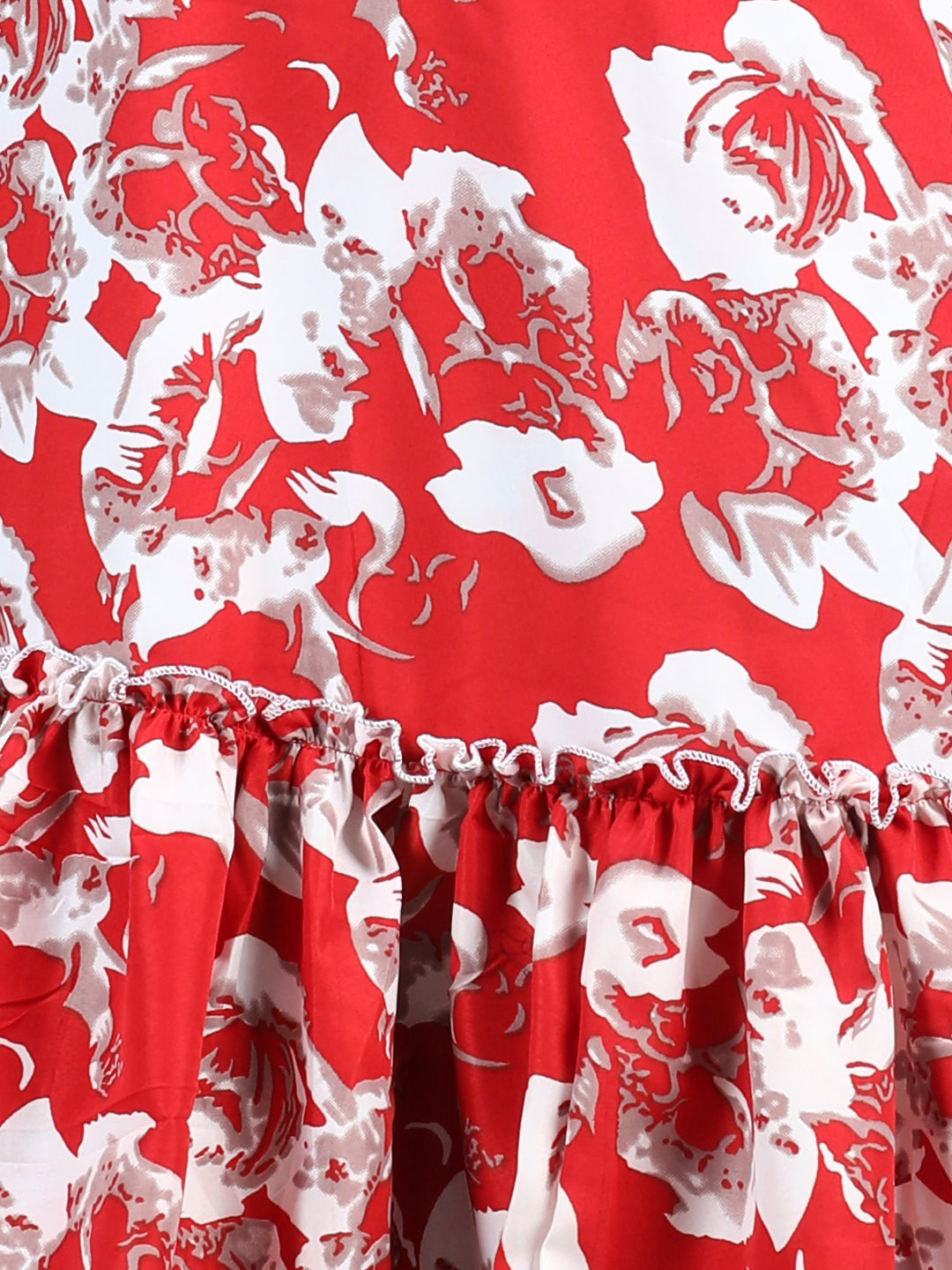 Cutiekins Girls Trendy & Stylish Floral Printed Dress -Red & White