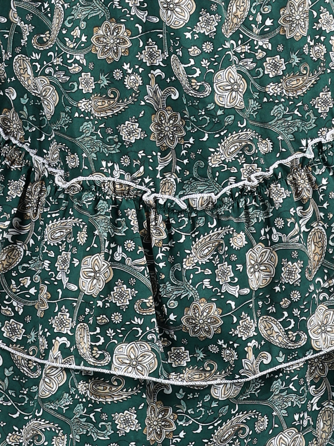 Cutiekins Girls Trendy & Stylish Floral Printed Dress -Dark Green & Multi