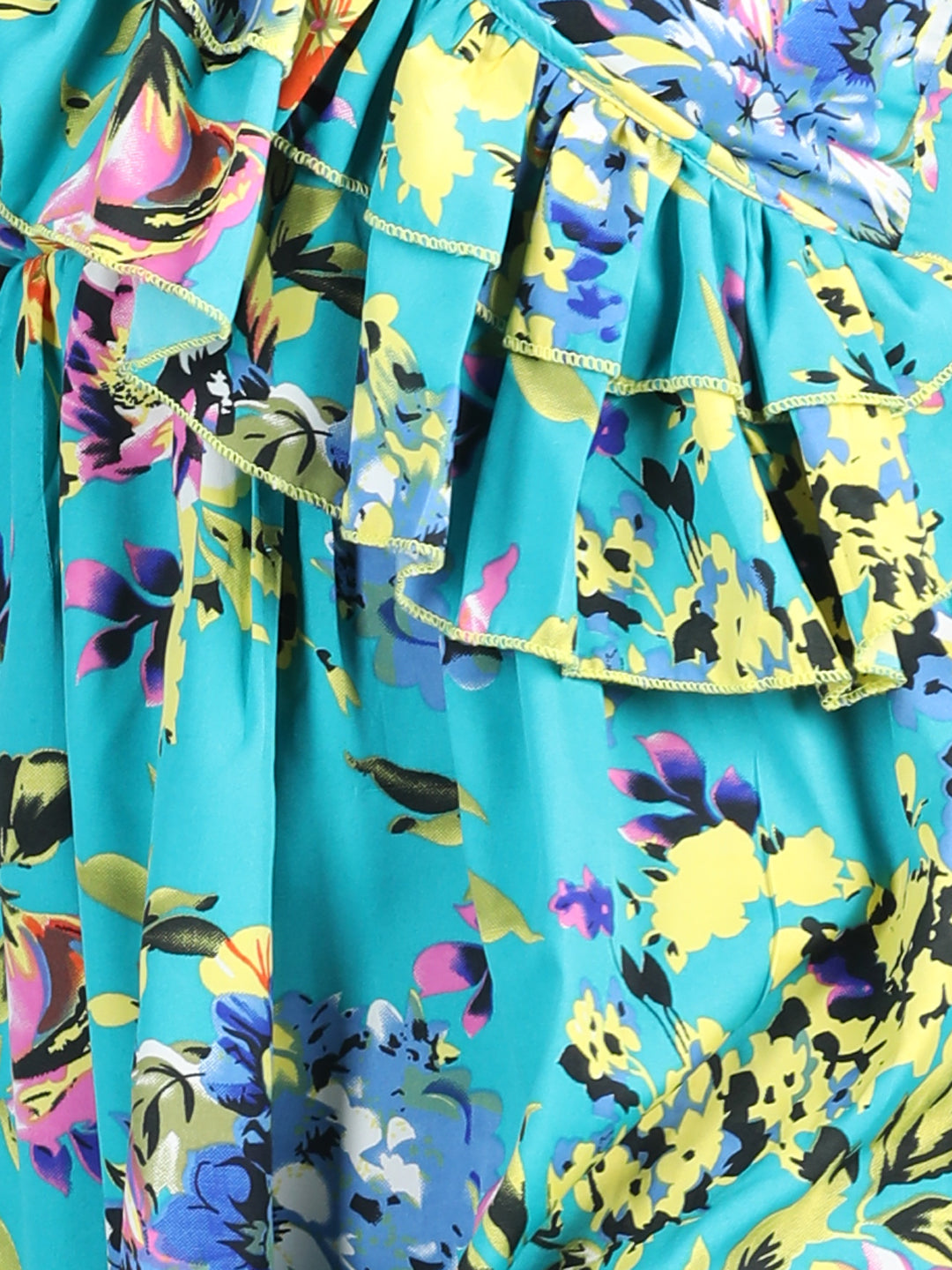 Cutiekins Girls Trendy & Stylish Floral Printed Dress -Blue & Multi