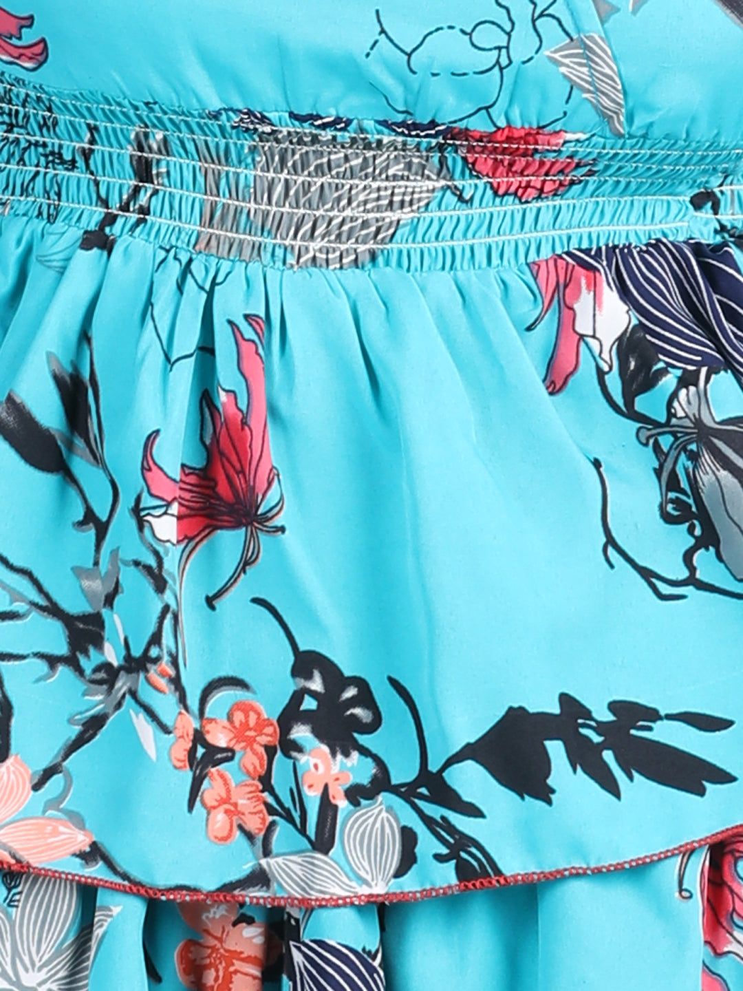 Cutiekins Girls Trendy & Stylish Floral Printed Dress -Blue & Multi