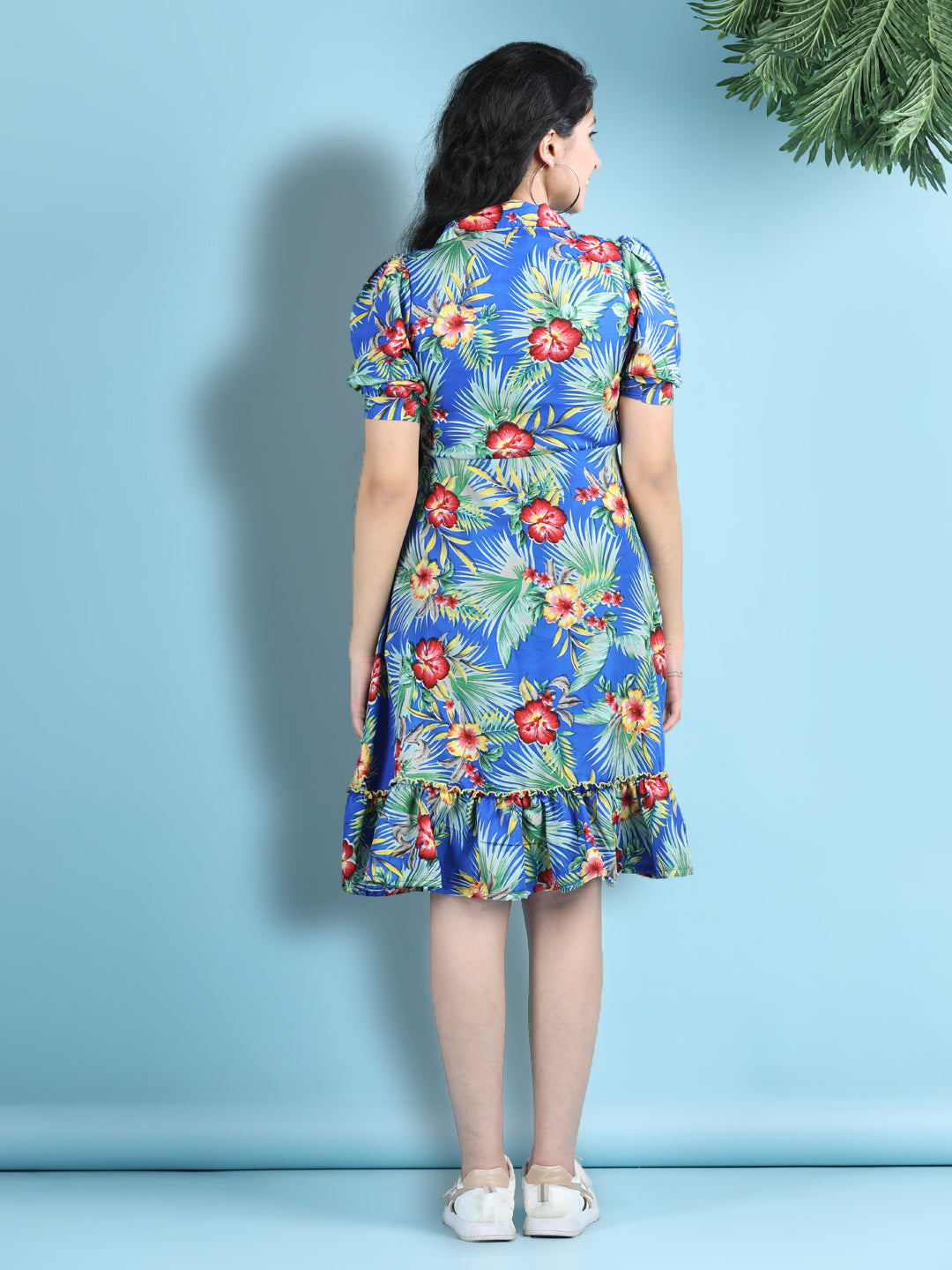 Cutiekins Girls Trendy & Stylish Floral Printed Dress -Blue & Multi