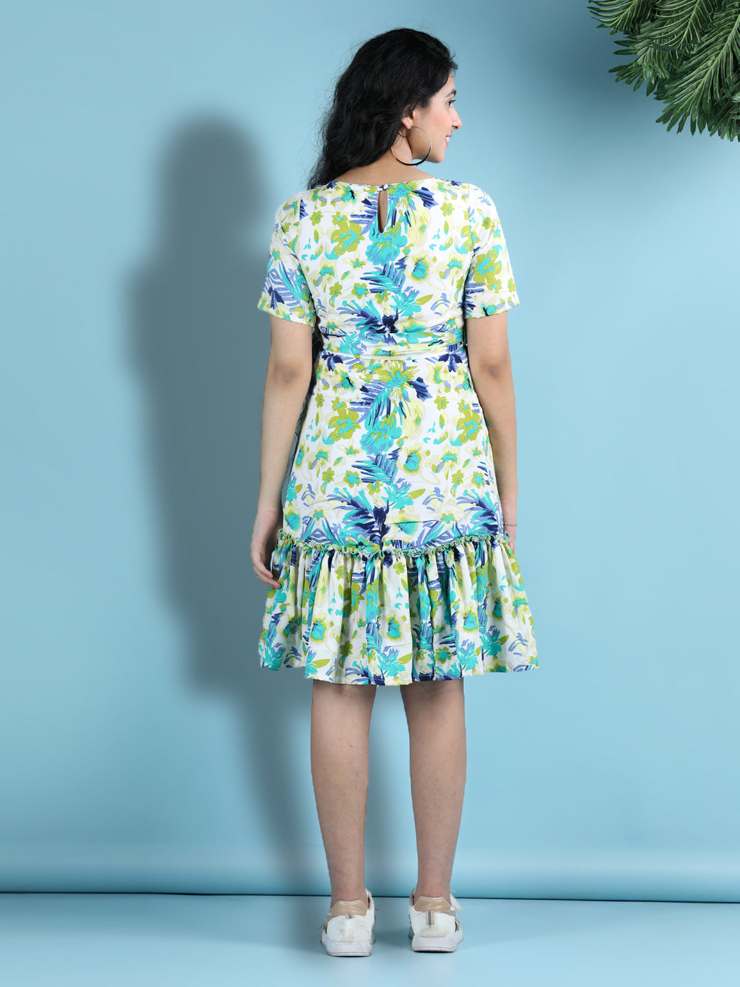 Cutiekins Girls Trendy & Stylish Floral Printed Dress -White & Multi