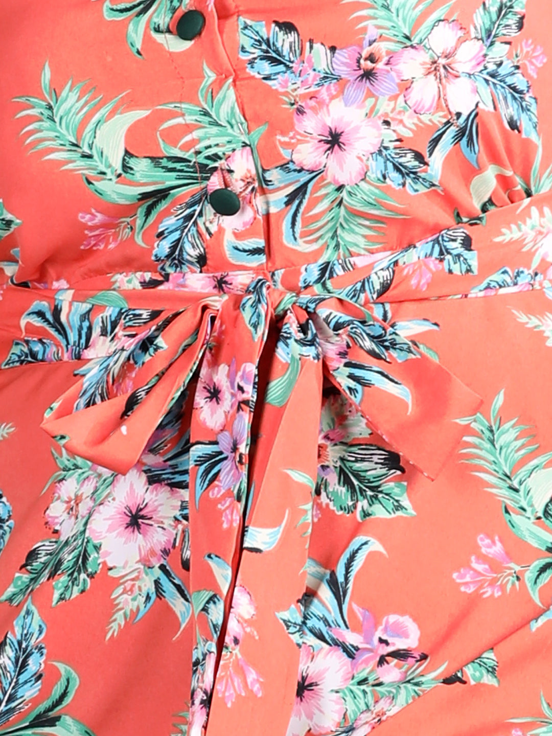 Cutiekins Girls Trendy & Stylish Floral Printed Dress -Orange & Multi