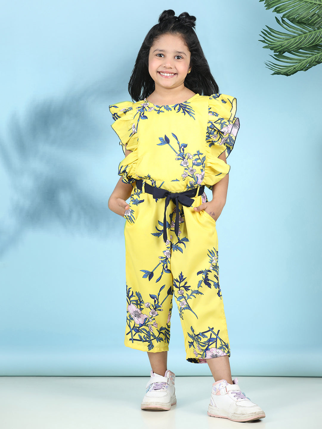 Cutiekins Stylish & Trendy Printed Jumpsuit for Kids -Yellow & Blue
