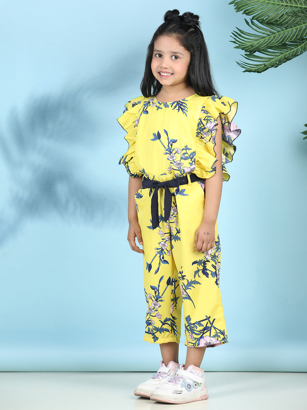 Cutiekins Stylish & Trendy Printed Jumpsuit for Kids -Yellow & Blue