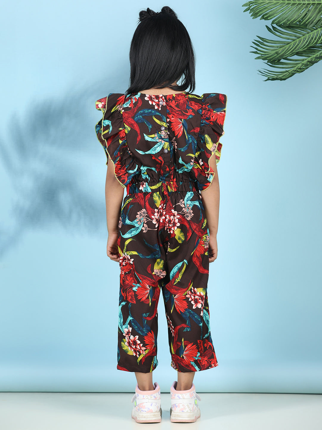 Cutiekins Stylish & Trendy Printed Jumpsuit for Kids -Coffee Brown & Multi