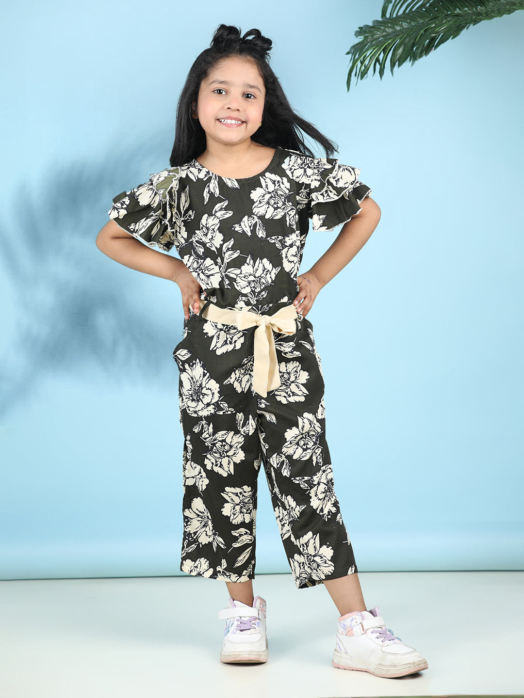 Cutiekins Stylish & Trendy Printed Jumpsuit for Kids -Black & Off White