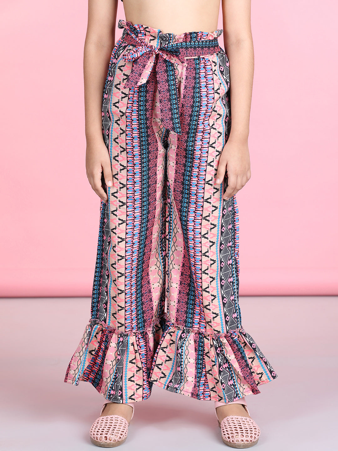 Cutiekins Printed Polyester Palazzos- Multicolor