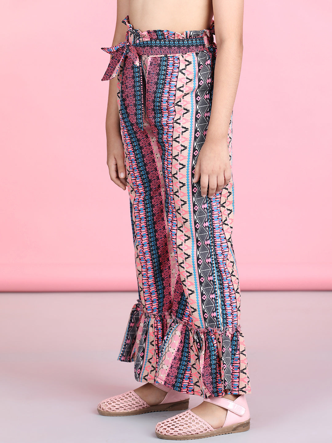 Cutiekins Printed Polyester Palazzos- Multicolor