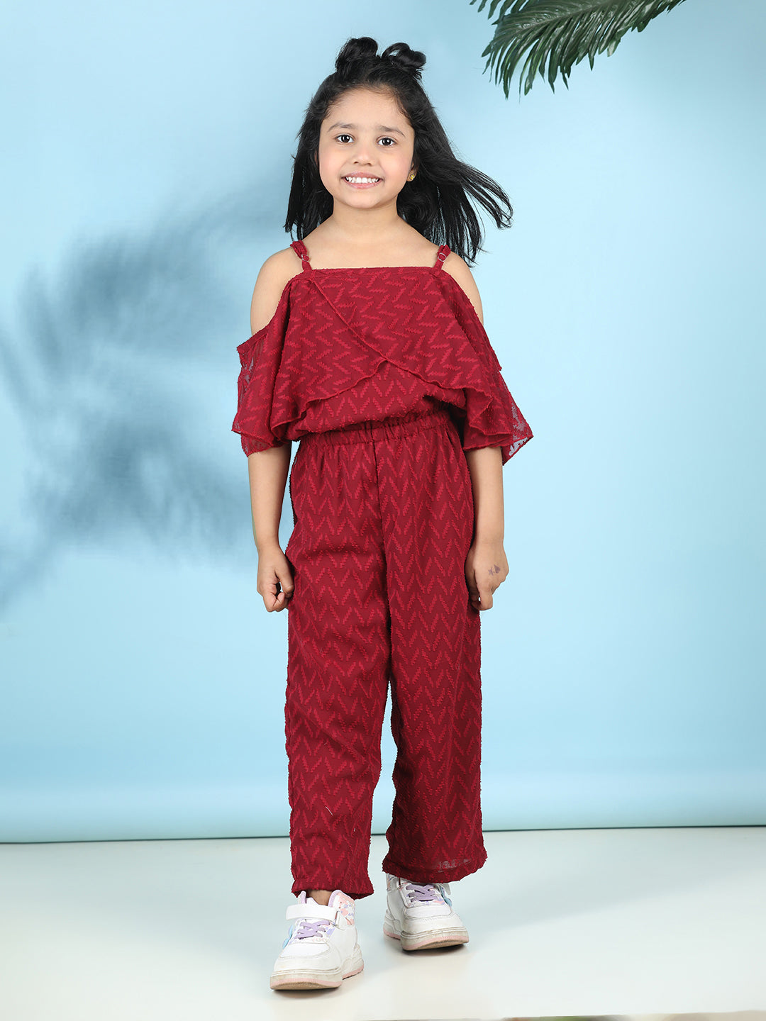 Cutiekins Stylish & Trendy Embellished Jumpsuit for Kids -Maroon