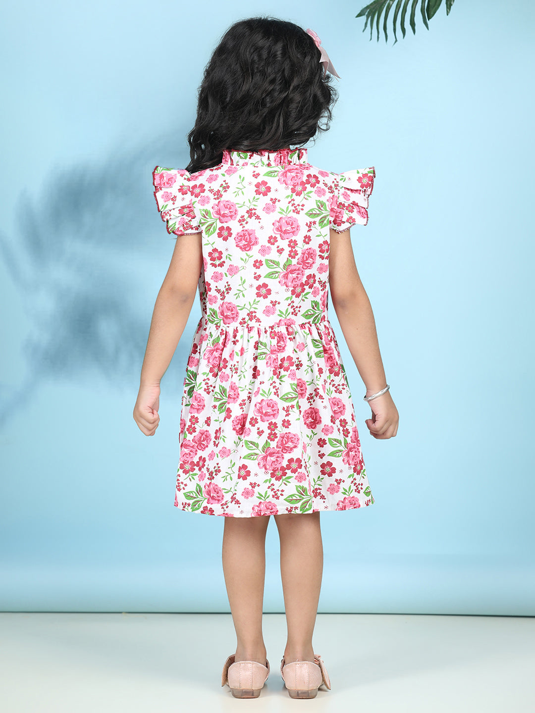 Cutiekins Girls Trendy & Stylish Floral Printed Dress -Off White & Multi