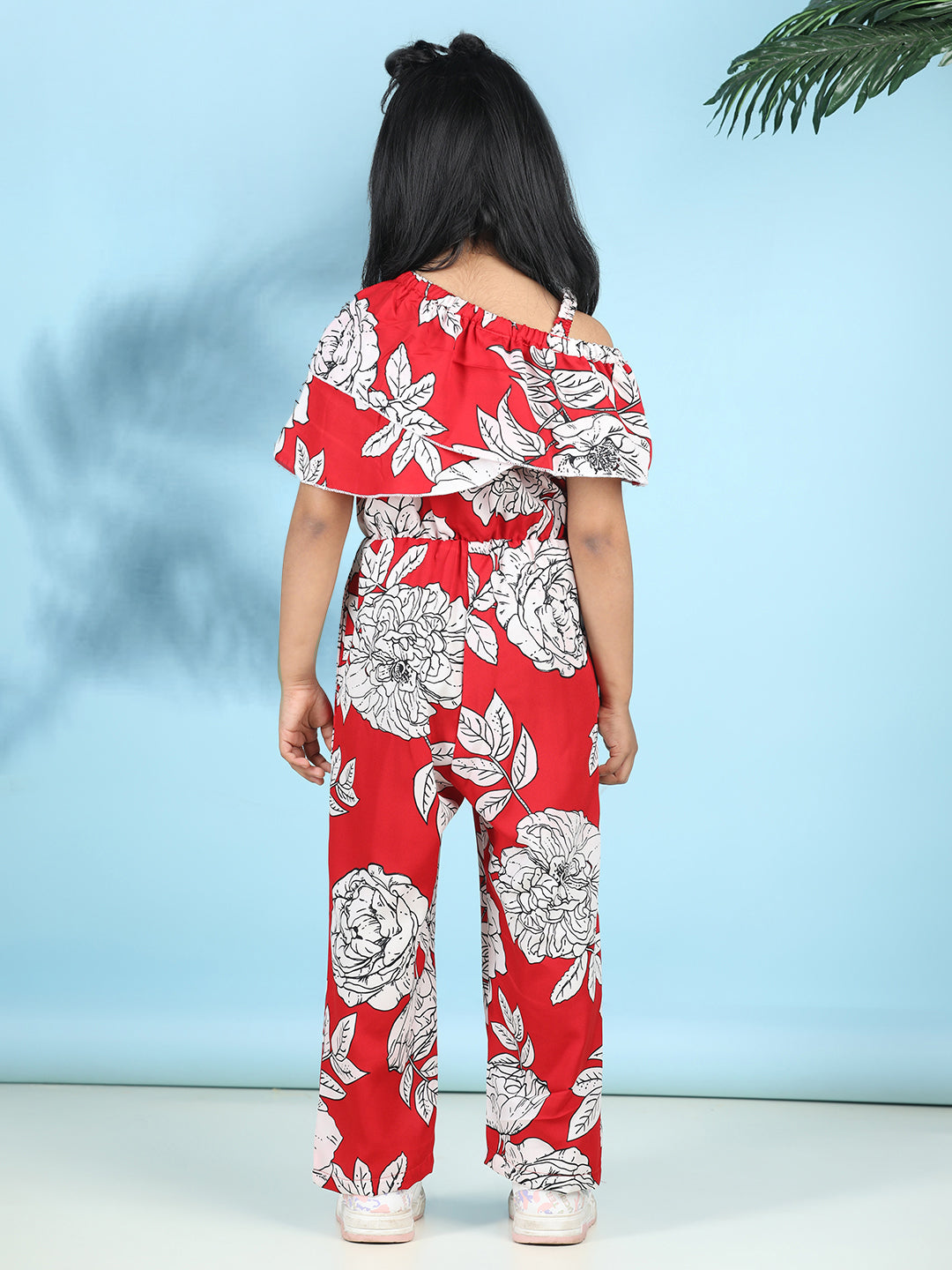 Cutiekins Stylish & Trendy Printed Jumpsuit for Kids -Red & Off White