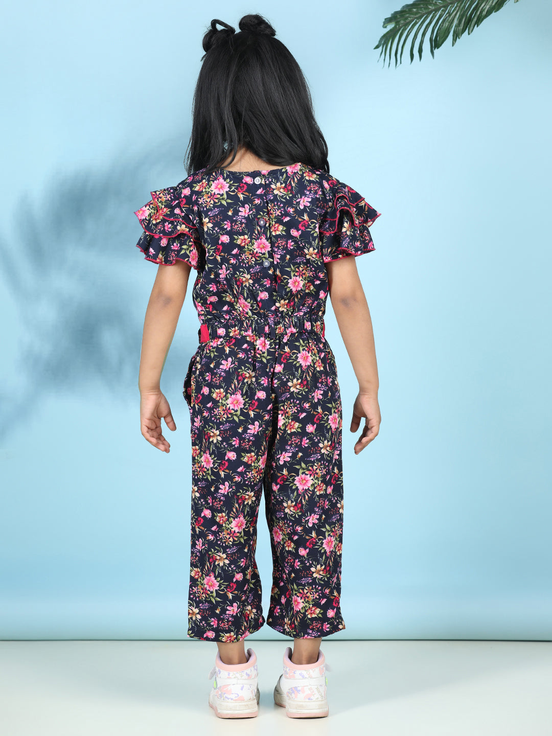 Cutiekins Stylish & Trendy Printed Jumpsuit for Kids -Navy Blue & Pink