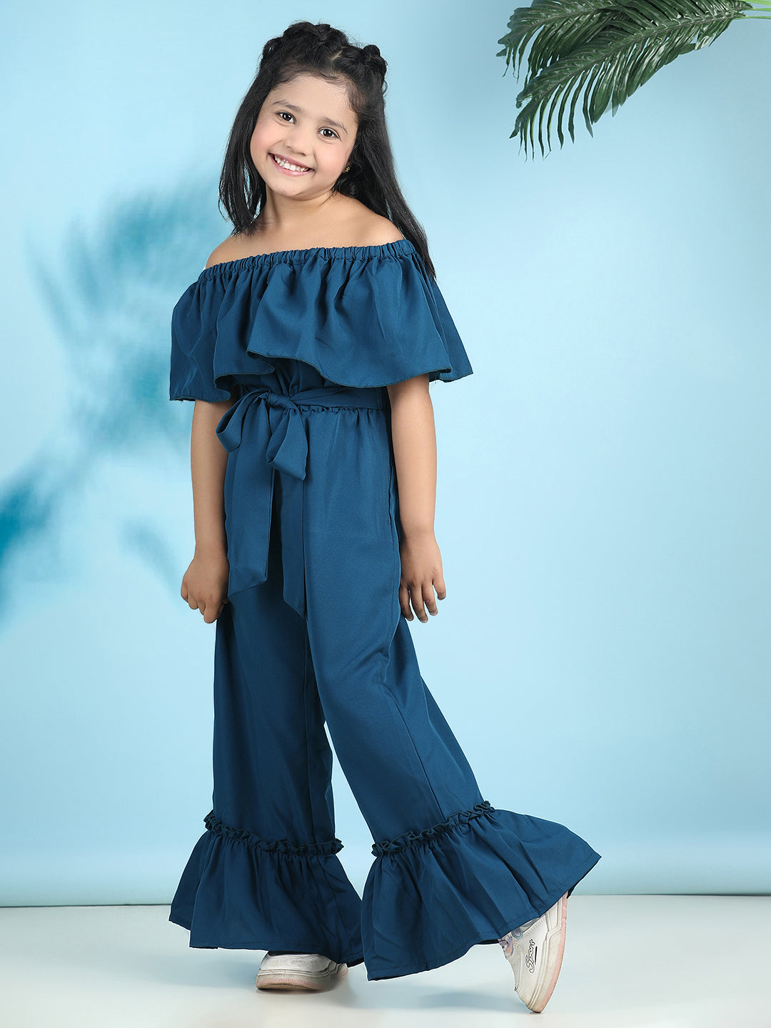 Cutiekins Stylish & Trendy Solid Jumpsuit for Kids -Teal Blue