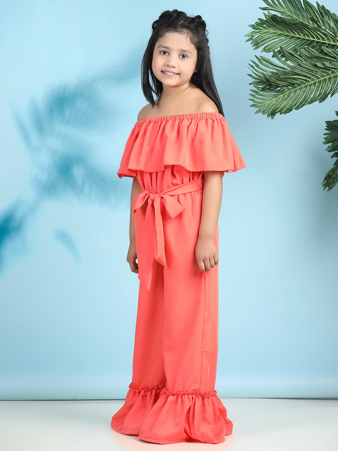 Cutiekins Stylish & Trendy Solid Jumpsuit for Kids -Coral