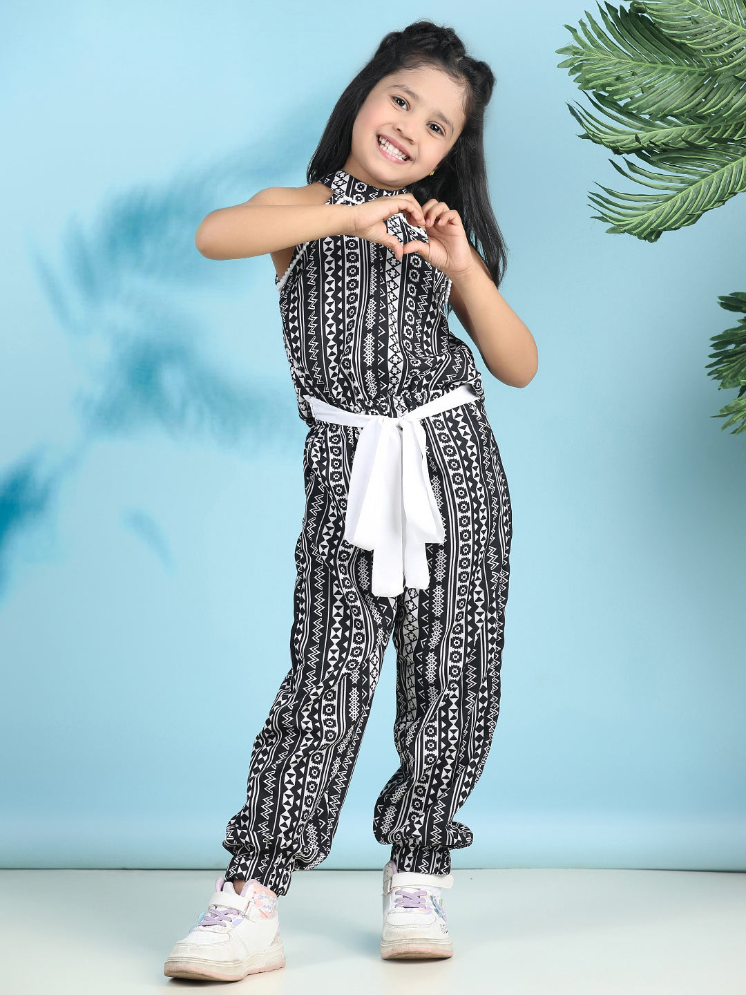 Cutiekins Stylish & Trendy Printed Jumpsuit for Kids -Black & Off White