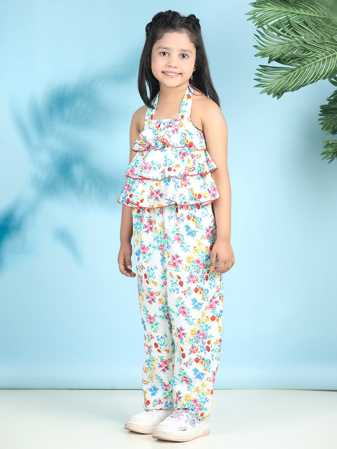 Cutiekins Stylish & Trendy Printed Jumpsuit for Kids -Off White & Multi