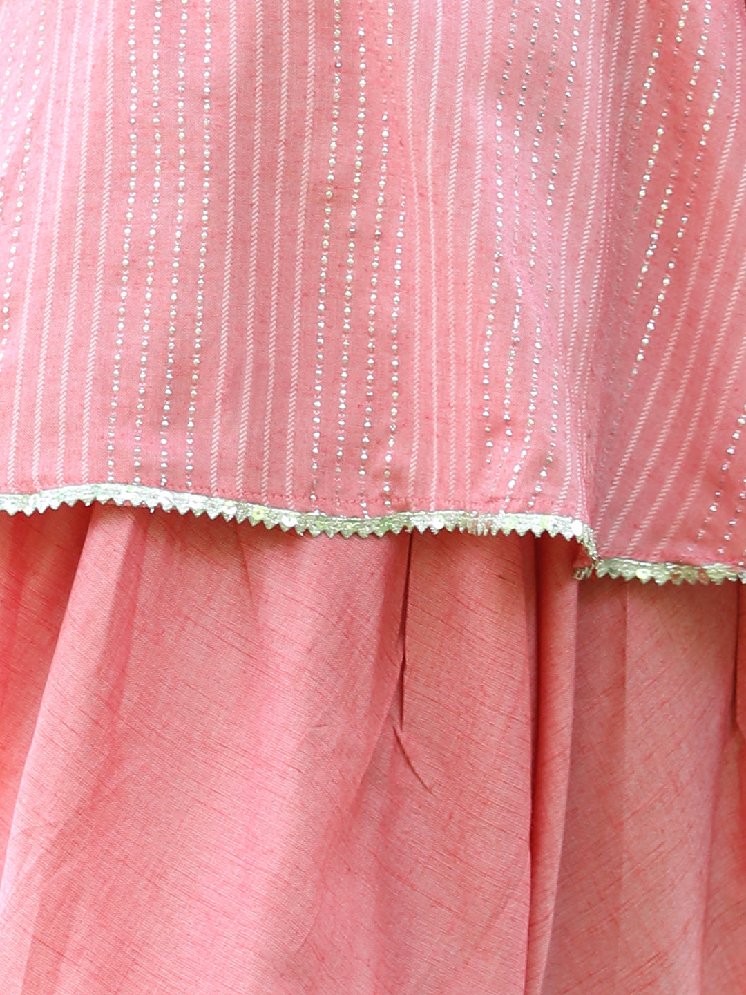 Cutiekins Ethnic Motif Printed Peplum Kurta & Dhoti Set-Peach & Gold