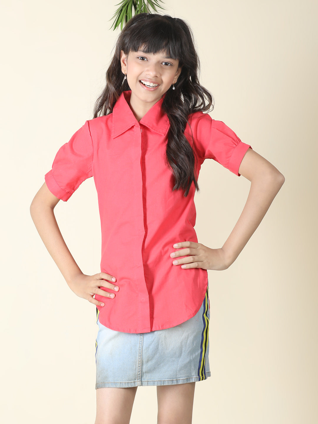 Cutiekins Girls Shirt Style Solid Top -Coral