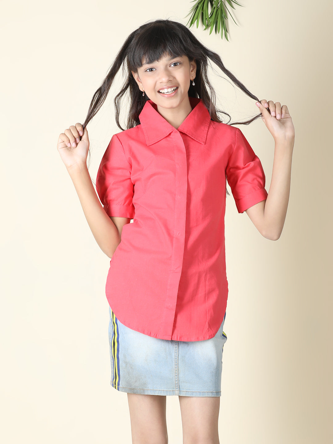 Cutiekins Girls Shirt Style Solid Top -Coral