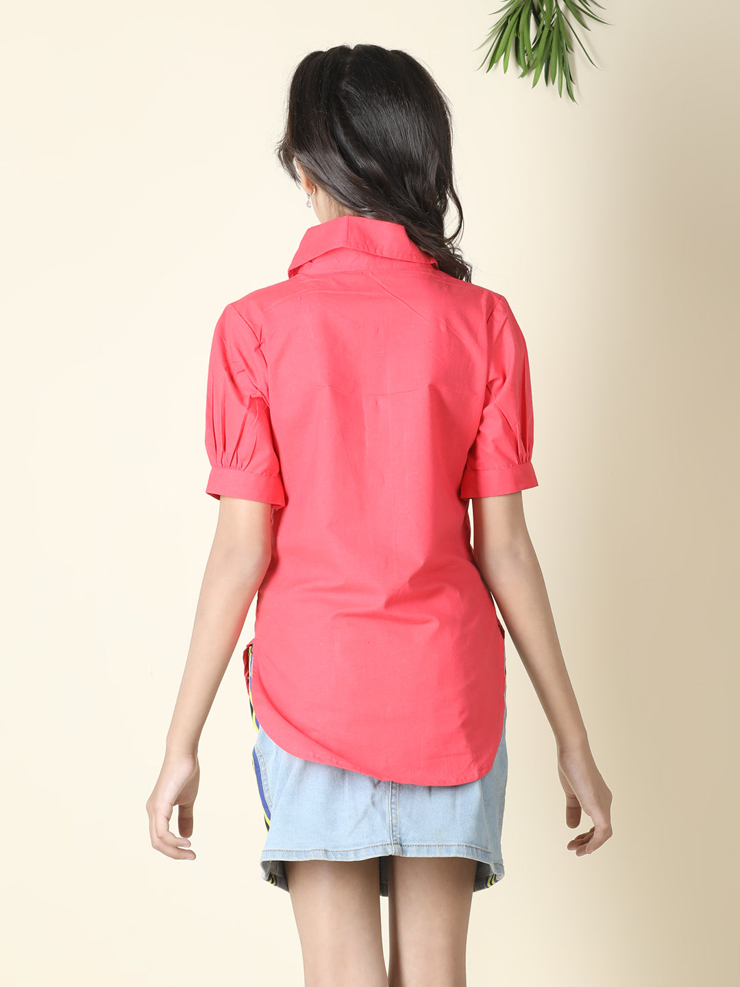 Cutiekins Girls Shirt Style Solid Top -Coral