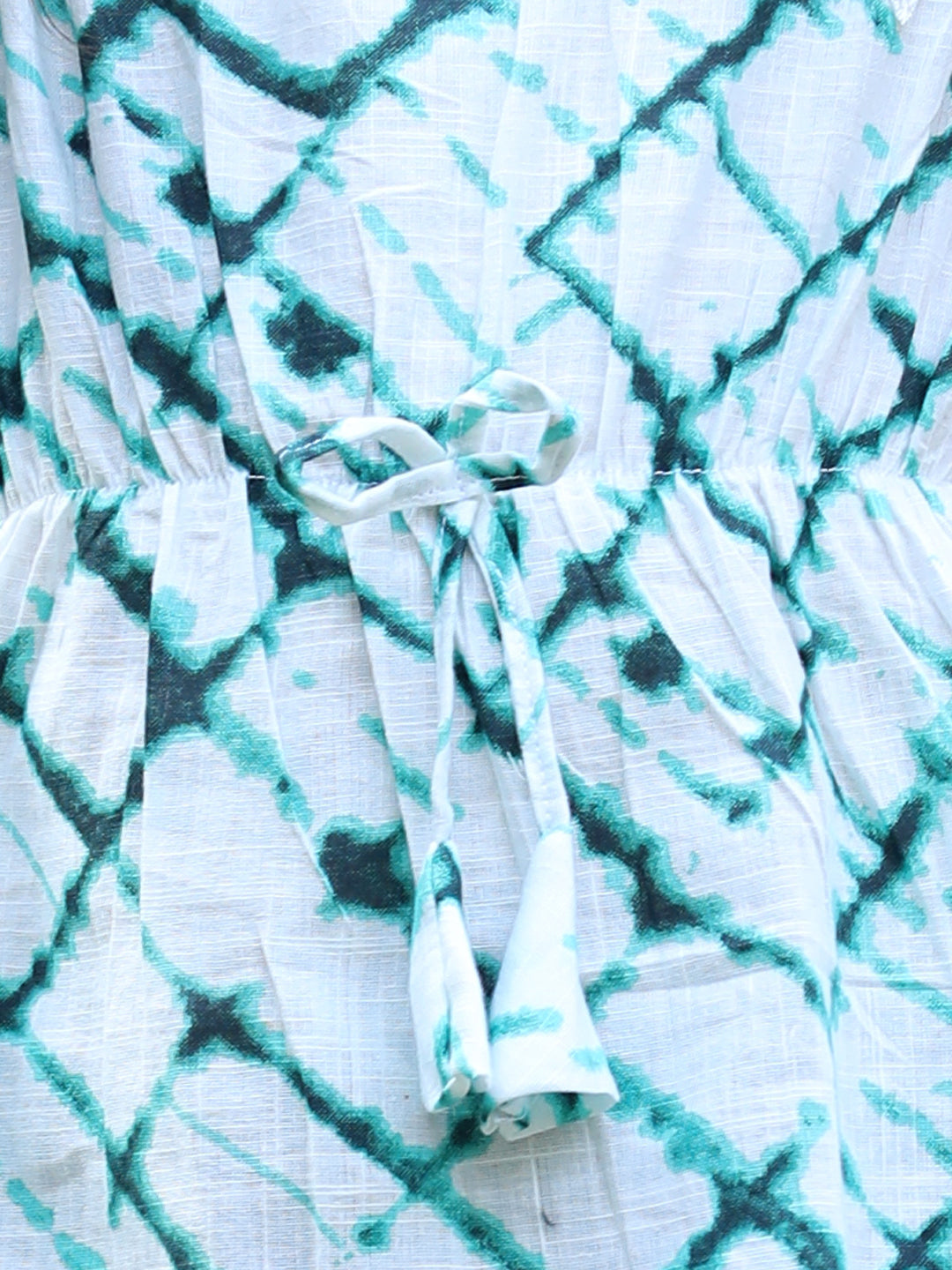 Cutiekins Square Neck Printed Regular Top- White & Green