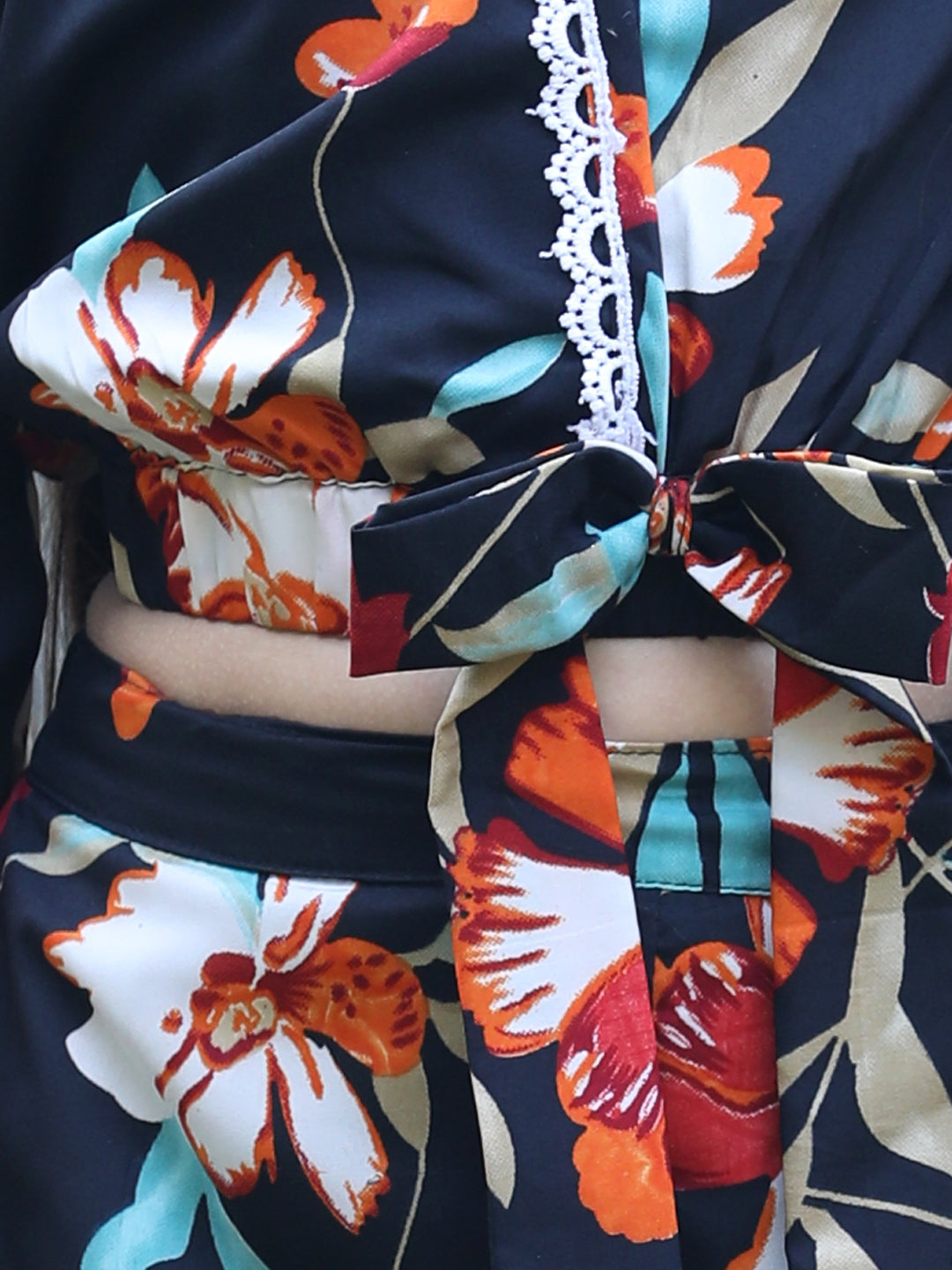 Cutiekins V-Neck Printed Crop Top & Trousers Set -Black & White