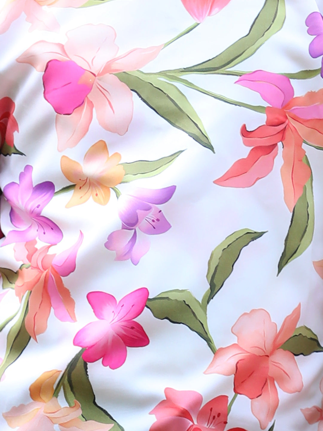 Cutiekins Mandarin Collar Foral Printed Regular Top -Baige & Pink