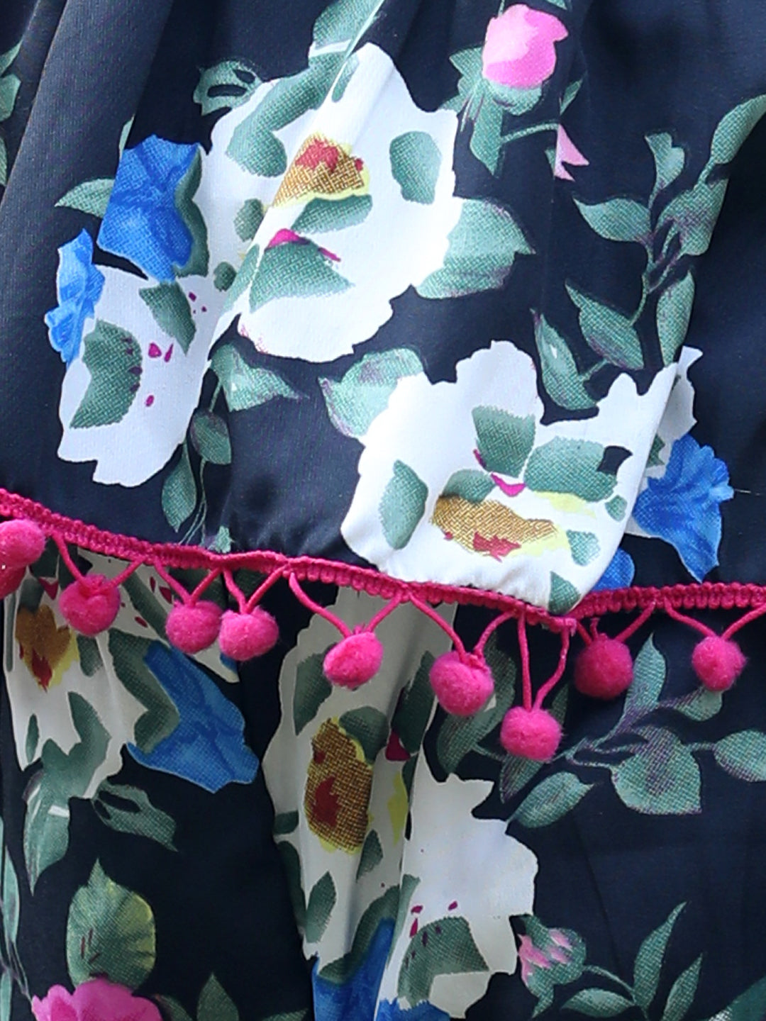 Cutiekins V-Neck Printed Regular Top & Trousers Set -Black & Pink