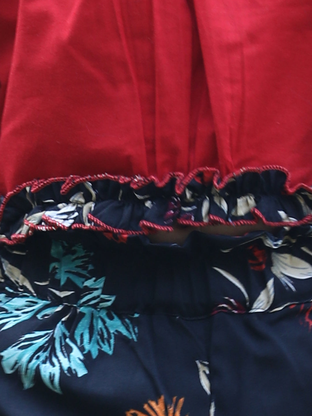 Cutiekins Halter Neck Printed Crop Top & Trousers Set -Red & Black