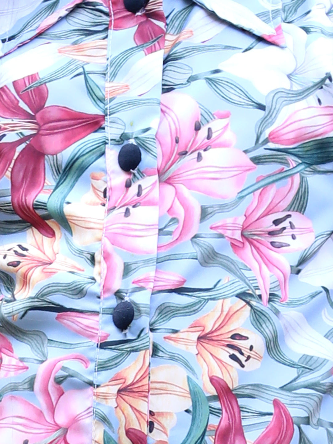 Cutiekins Collar Neck Foral Printed Regular Top-Grey & Pink