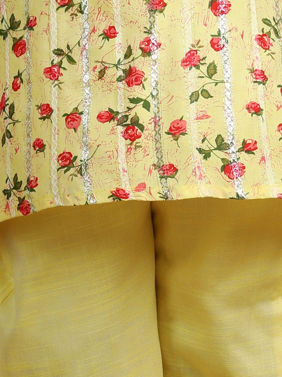 Cutiekins Boys Floral Print Shirt Collar Kurta & Pajama Set -Yellow & Red