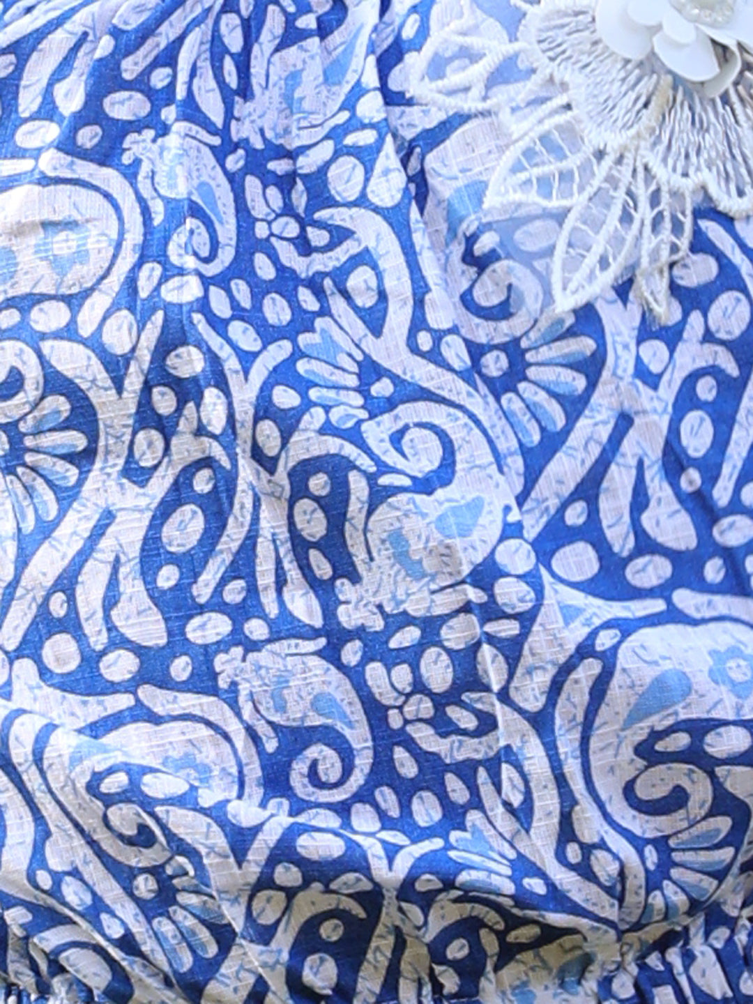 Cutiekins Shoulder Straps Printed Crop Top- Blue & White