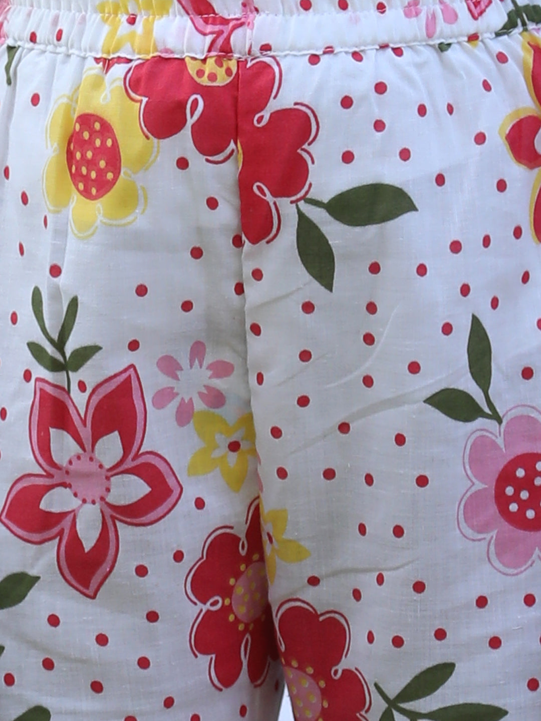 Cutiekins Printed Cotton Palazzos- White & Pink