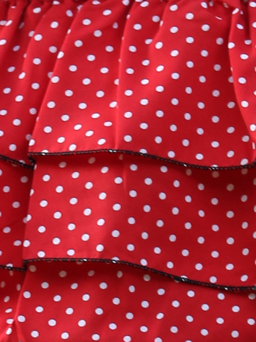 Cutiekins Off-Shoulder Printed Crop Top- Red & White