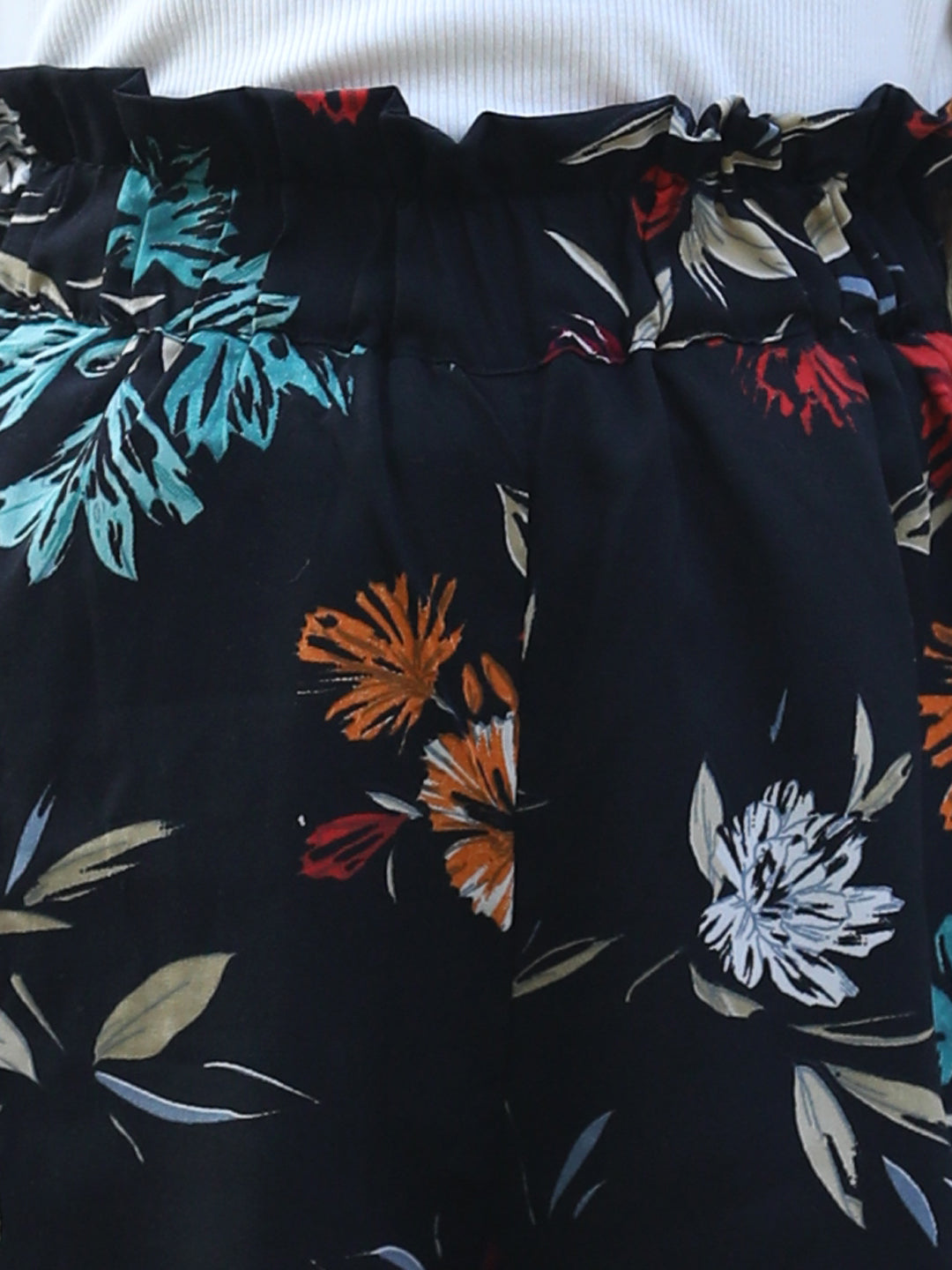 Cutiekins Printed Polyester Palazzos- Black & Blue