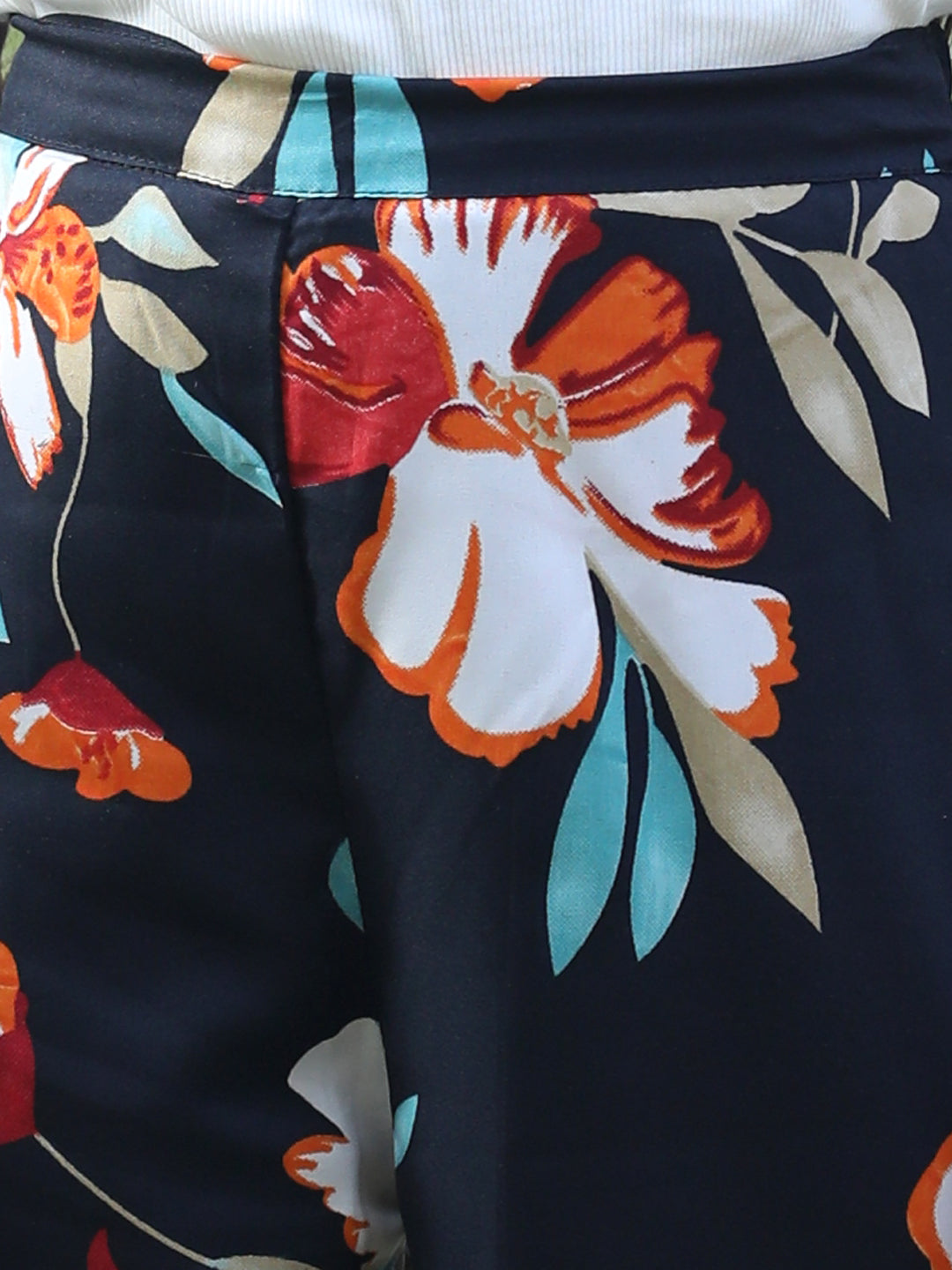 Cutiekins Printed Polyester Palazzos- Black & Pink