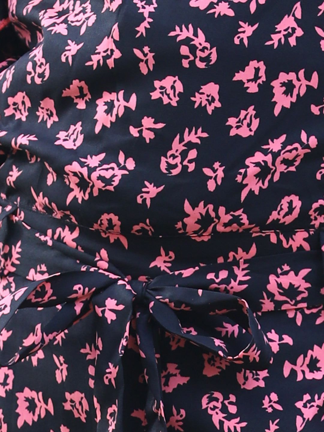 Cutiekins Round Neck Printed Polyester Jumpsuit -Black & Pink