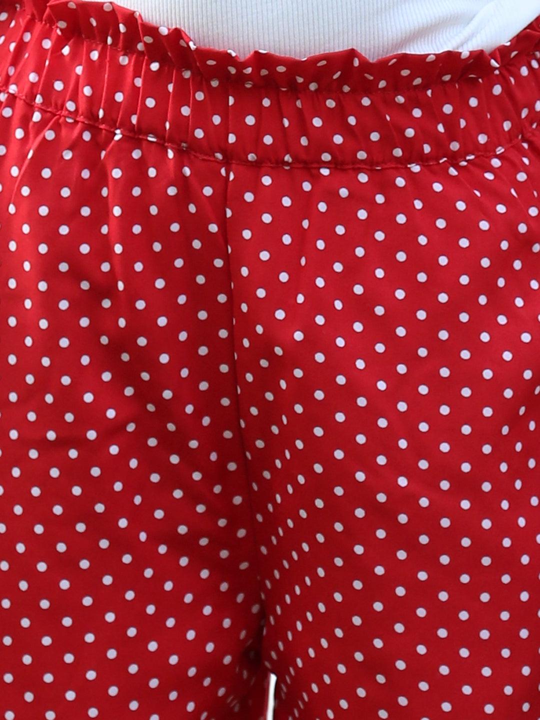 Cutiekins Printed Polyester Palazzos- Red & White