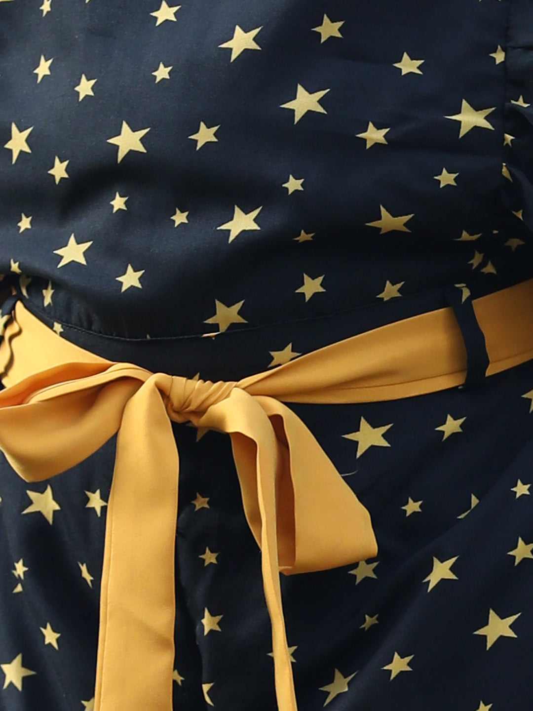 Cutiekins Round Neck Printed Polyester Jumpsuit -Black & Mustard