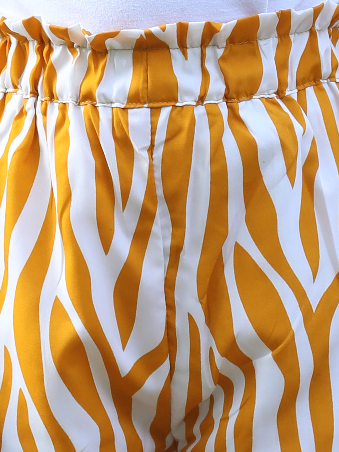 Cutiekins Printed Polyester Palazzos- Mustard & White